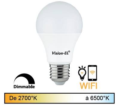 Ampoule LED E27 9W connectée WIFI CCT + Dimmable 2700K à 6500K