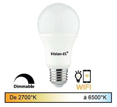 Ampoule LED E27 12W connectée WIFI CCT + Dimmable 2700K à 6500K