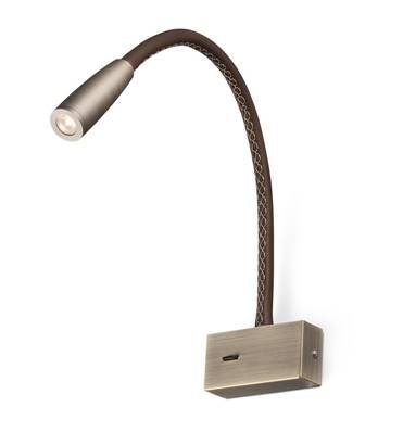 Applique liseuse LEAD LED bronze cuir