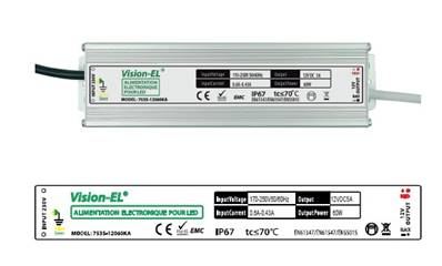 Transformateur électronique IP67 60W pour LED