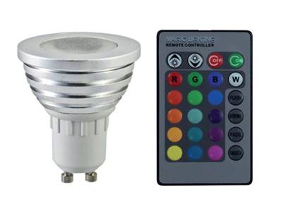 Ampoule LED GU10 RGB 3W avec télécommande IR